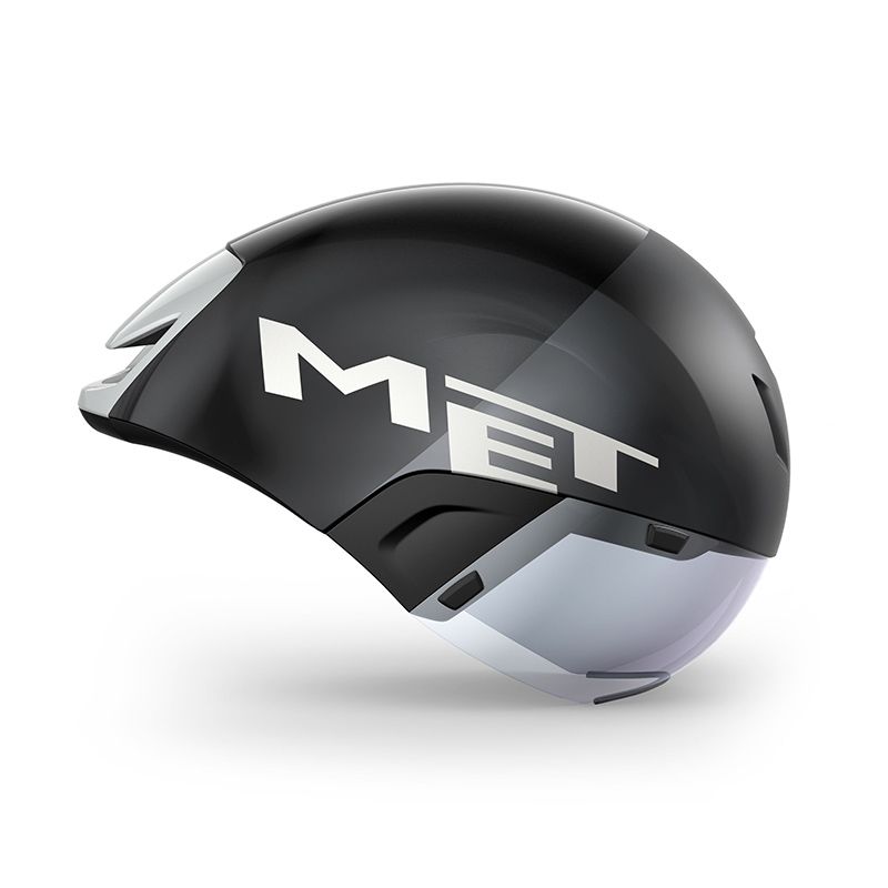 MET - CASCO CRONO - TRIATLON CODATRONCA NEGRO/PLATA MATE BRILLO